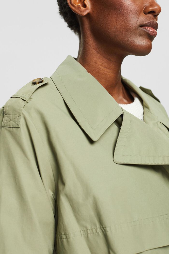 Long trench coat with tie-around belt, LIGHT KHAKI, detail image number 2