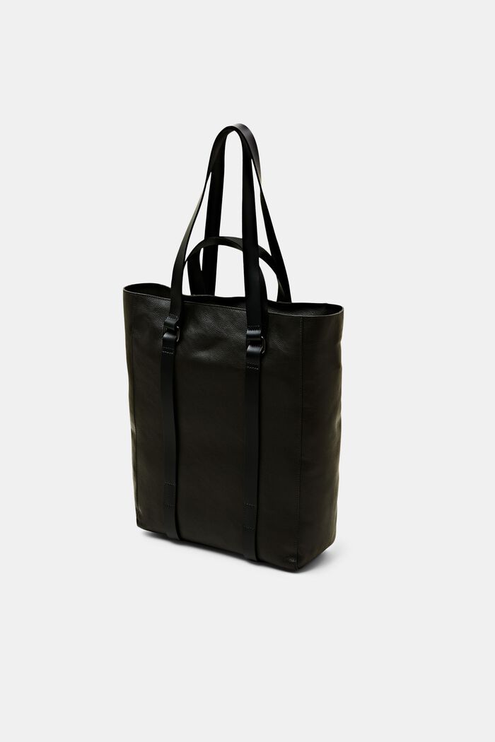 Leather Tote Bag, BLACK, detail image number 2