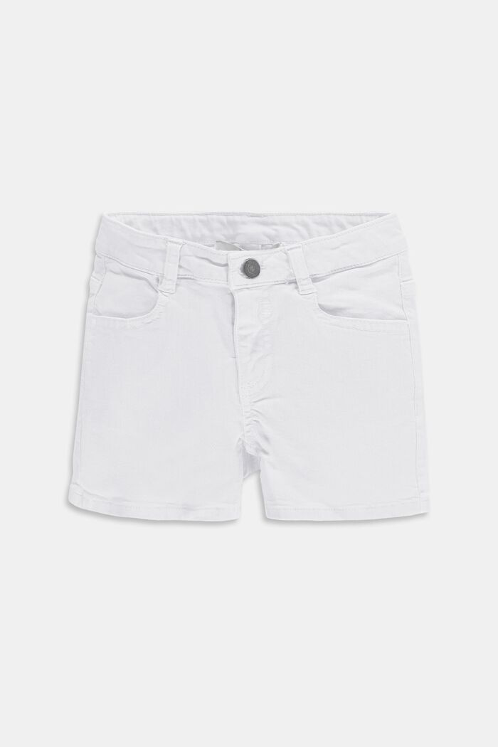 Coloured denim shorts with an adjustable waistband