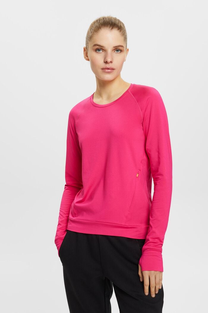 Long-sleeved sports top with E-Dry, PINK FUCHSIA, detail image number 0