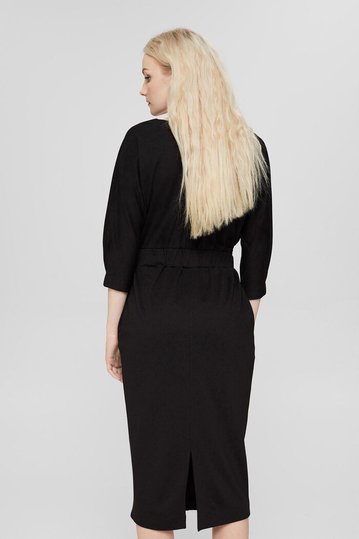 Knit dress with a fixed belt, BLACK, detail image number 2