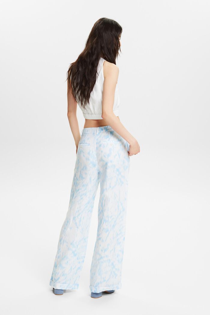 Printed Linen Pants, WHITE, detail image number 3