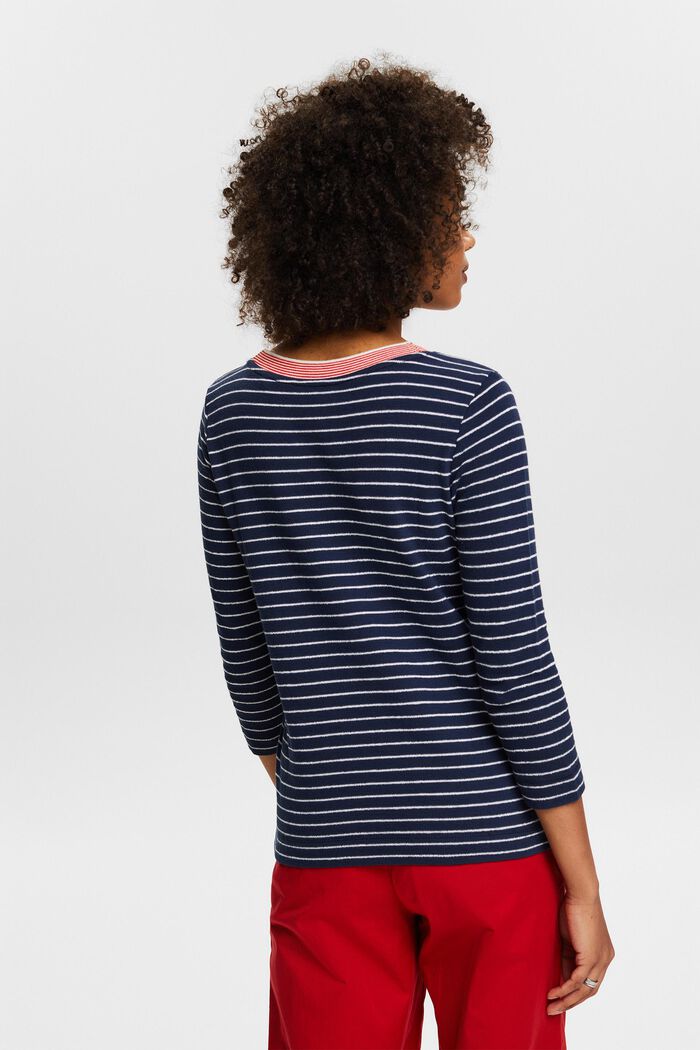 Striped long sleeve top, NAVY, detail image number 2