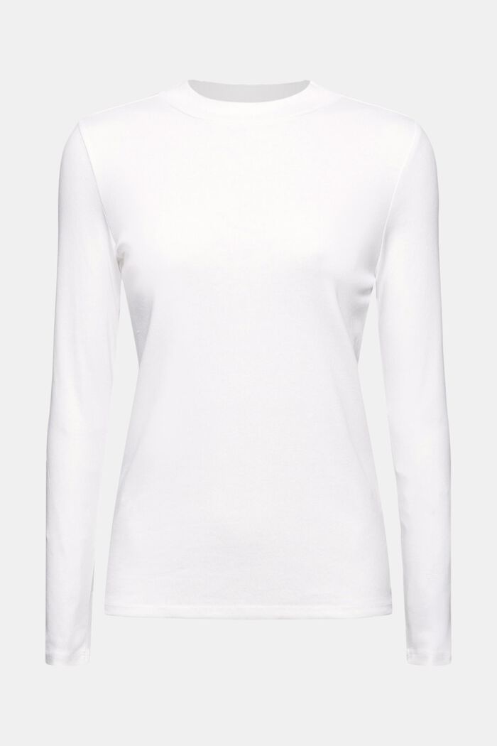 Long sleeve top with a stand-up collar, 100% organic cotton