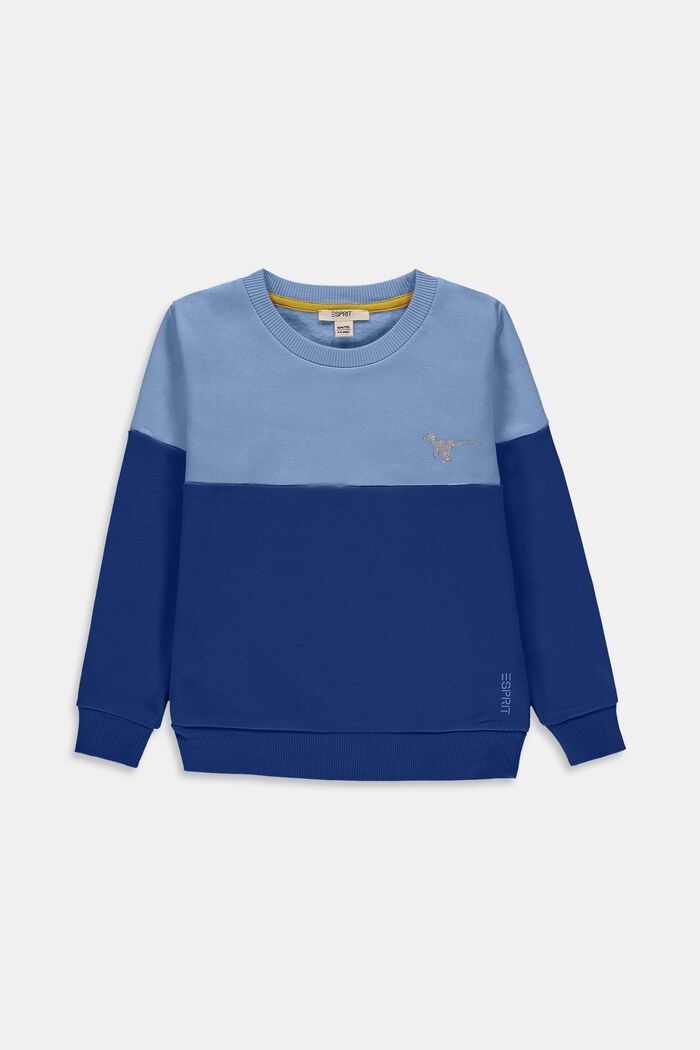 Colour block sweatshirt with a glitter print, BRIGHT BLUE, detail image number 0