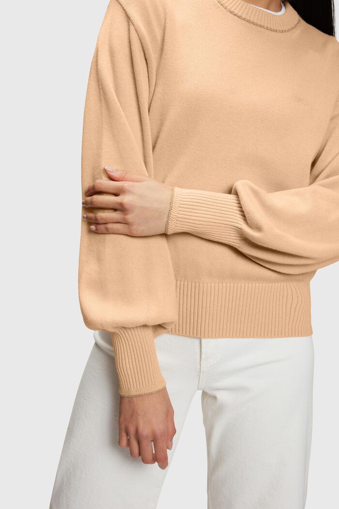 Puffed sleeved jumper with cashmere, BEIGE, detail image number 2