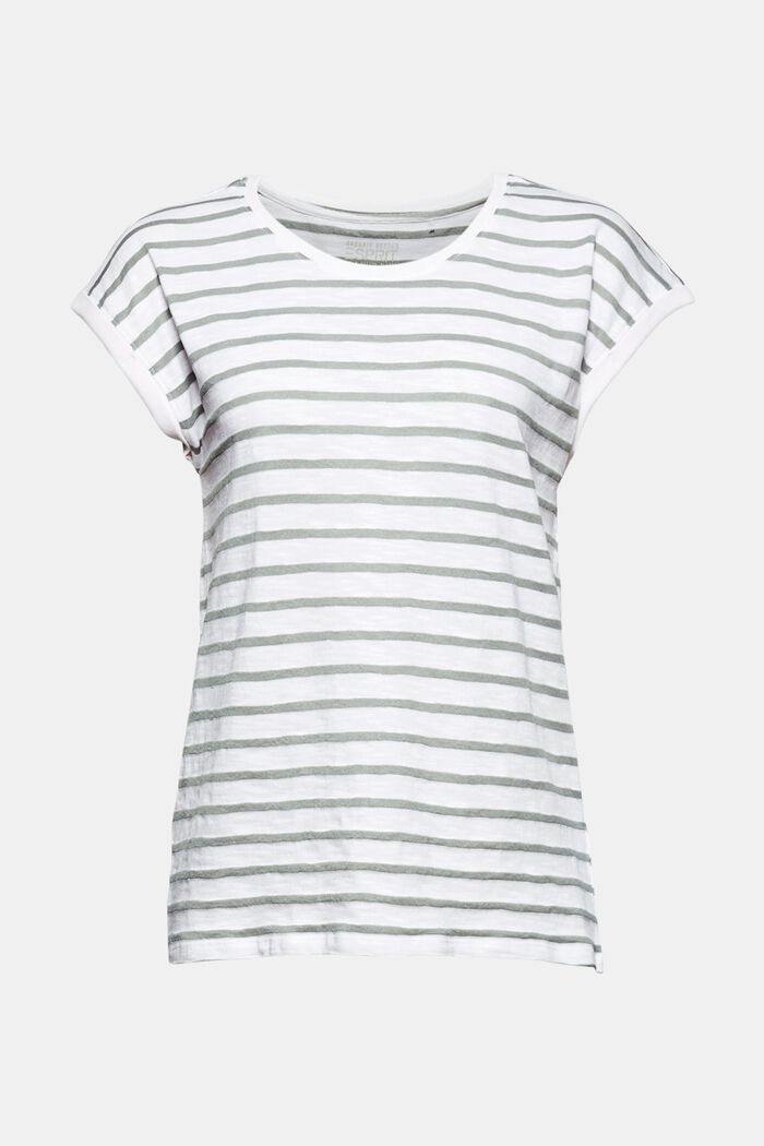 Recycled: striped T-shirt containing organic cotton, LIGHT KHAKI, detail image number 7