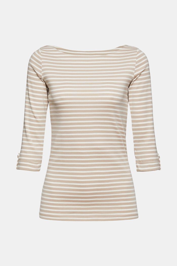 Striped long sleeve top made of 100% organic cotton, LIGHT TAUPE, detail image number 2