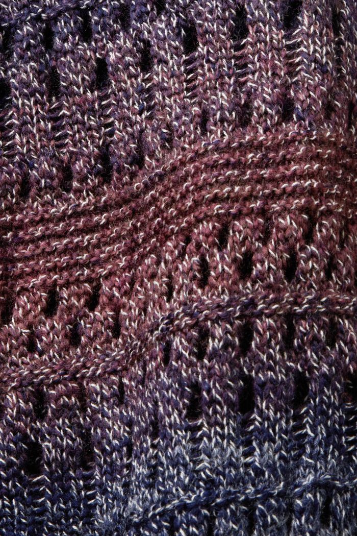 Gradient Open-Knit Cardigan, AUBERGINE, detail image number 4
