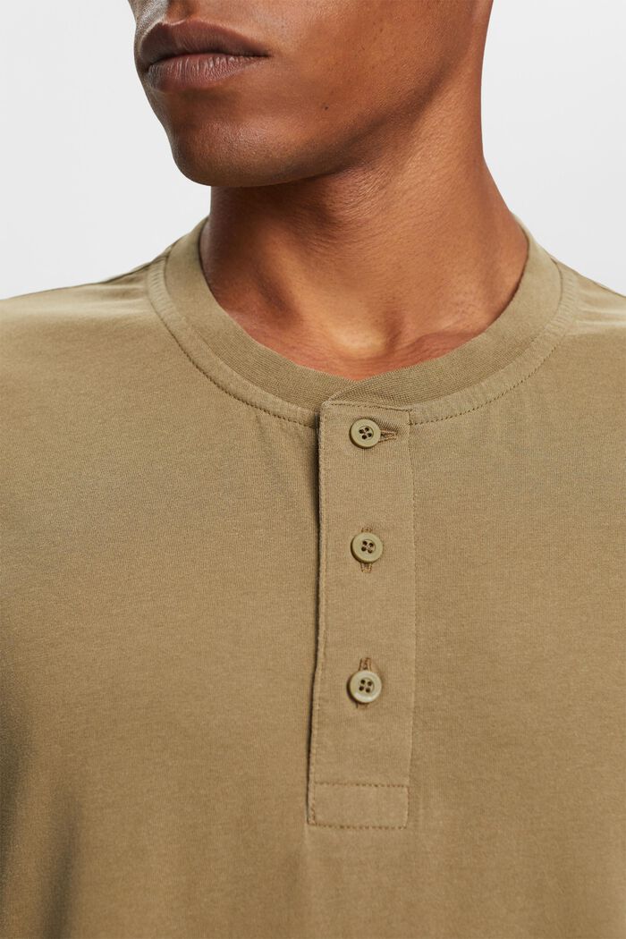 Henley t-shirt, 100% cotton, KHAKI GREEN, detail image number 2