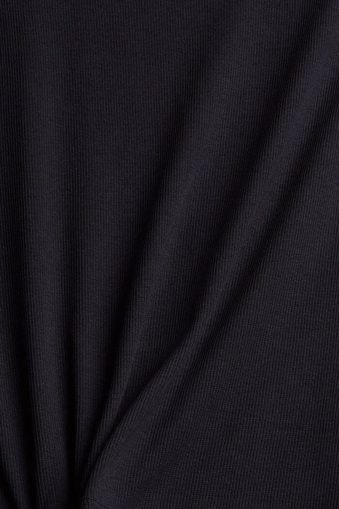 Finely ribbed T-shirt, organic cotton blend, BLACK, detail image number 1