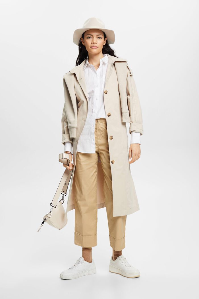 Trench coat with tie belt, LIGHT TAUPE, detail image number 1