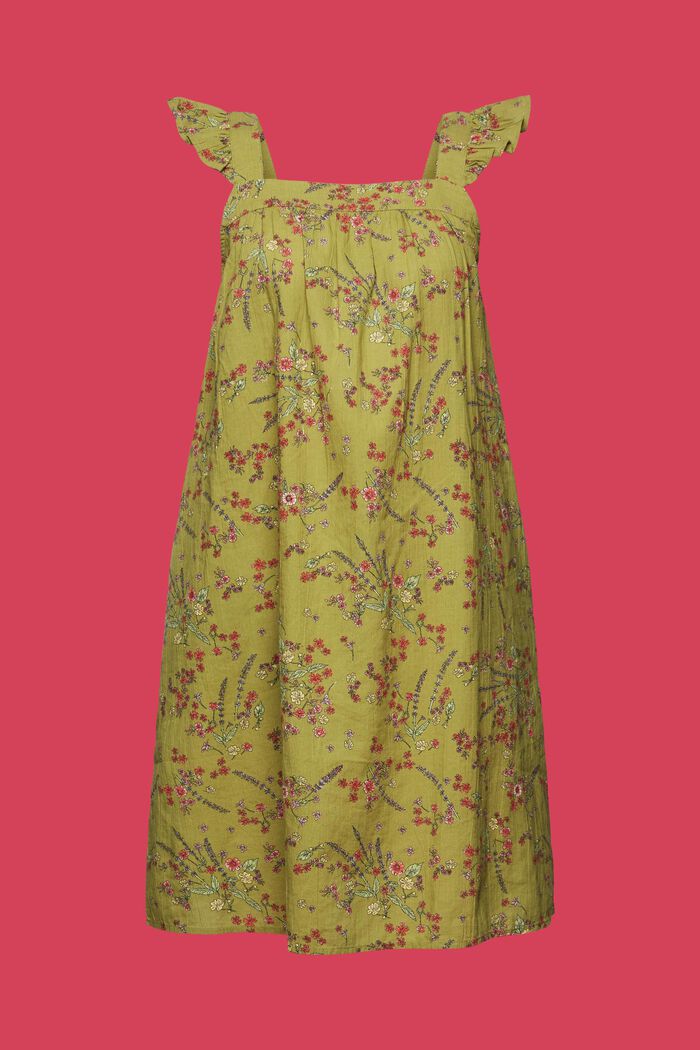 Printed mini dress, 100% cotton, PISTACHIO GREEN, detail image number 6