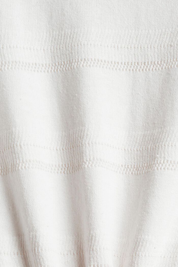 Linen blend: top with an openwork pattern, OFF WHITE, detail image number 4