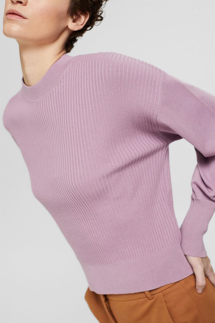 Rib knit jumper with balloon sleeves, VIOLET, detail image number 2