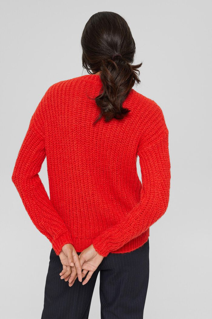 With alpaca: jumper with knitted pattern, ORANGE RED, detail image number 3