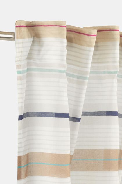 Back tab curtains with striped pattern