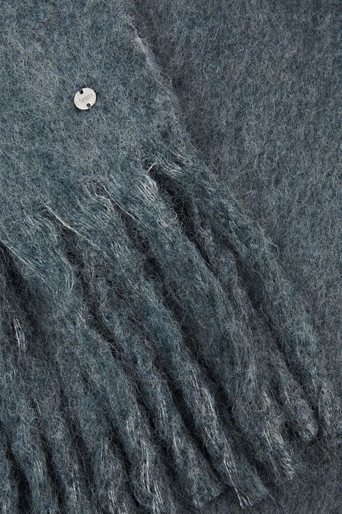 Fringed Knit Scarf, PETROL BLUE, detail image number 1