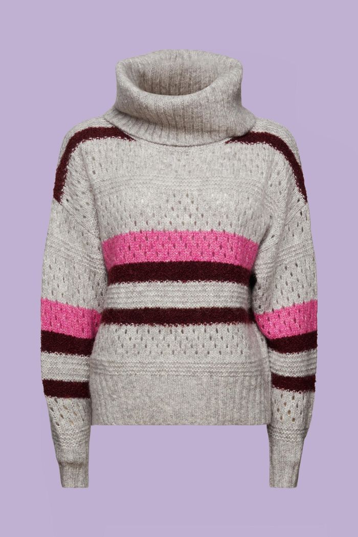 Striped Rollneck Sweater, LIGHT GREY, detail image number 7