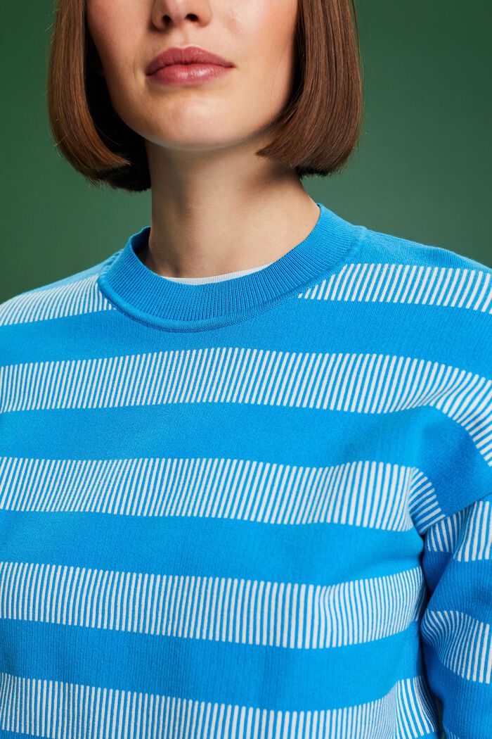 Jacquard Striped Crewneck Sweater, BLUE, detail image number 3
