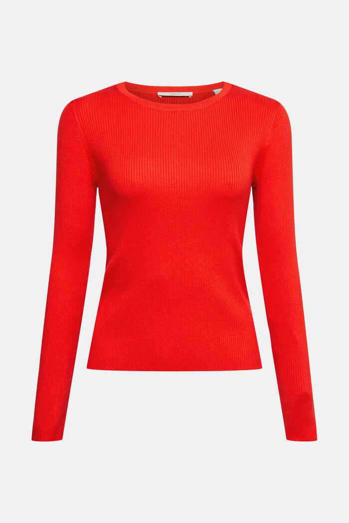 Jumper with a ribbed finish, RED, detail image number 2