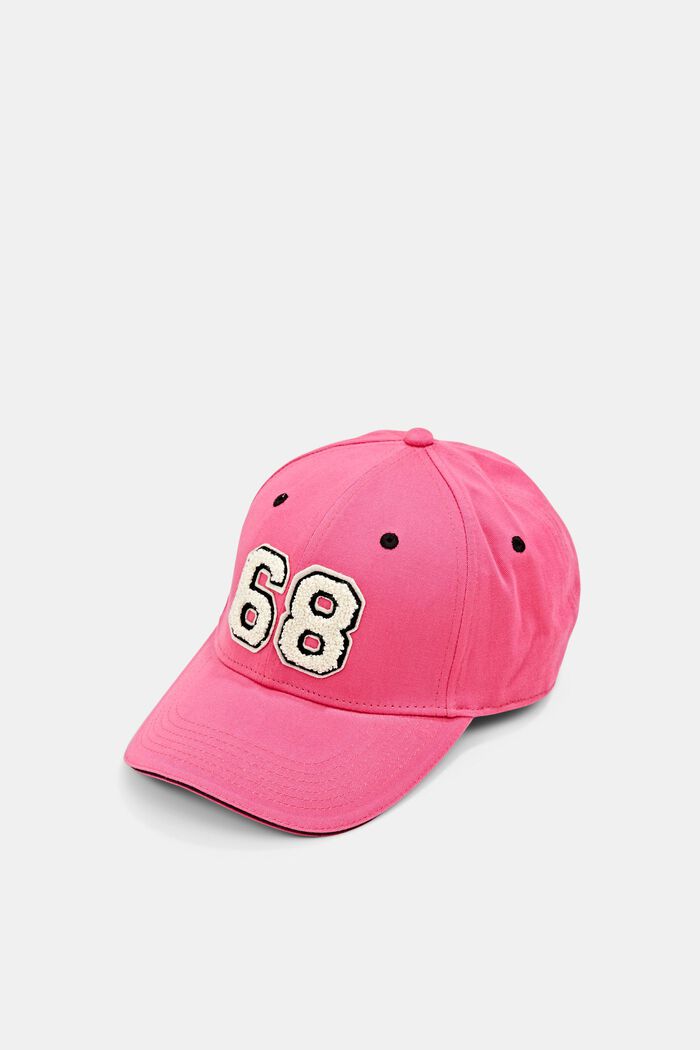 Baseball cap with a towelling appliqué, PINK FUCHSIA, overview