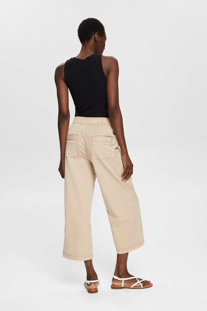 Culottes with an elasticated waistband, BEIGE, detail image number 3