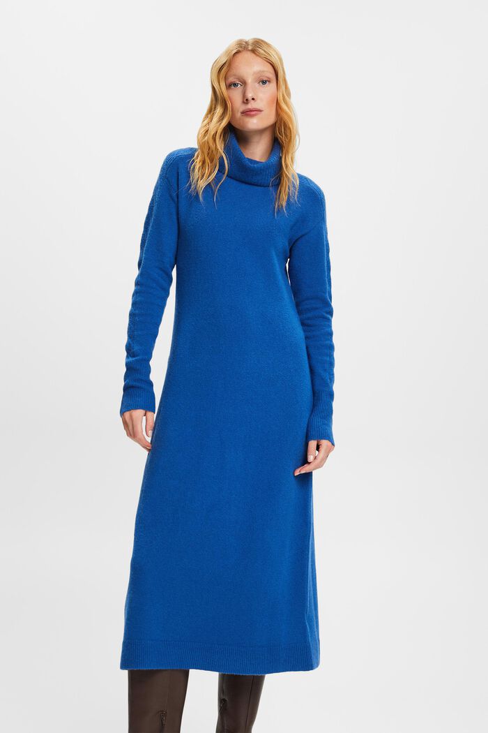 Turtleneck Midi Dress, BRIGHT BLUE, detail image number 2