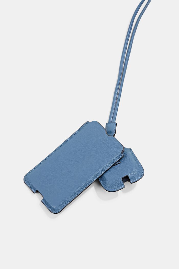 Smartphone bag with a leather coin pocket, LIGHT BLUE, detail image number 2