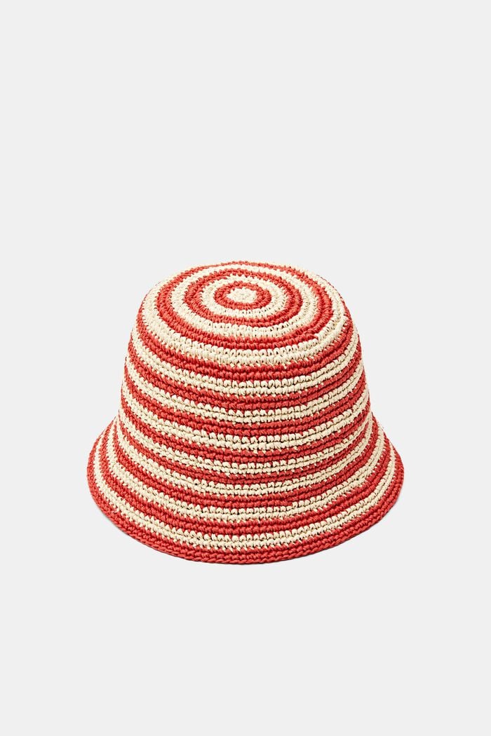 Striped Woven Bucket Hat, ORANGE, detail image number 0