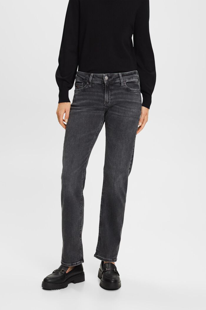 Mid-Rise Straight Jeans, BLACK DARK WASHED, detail image number 0
