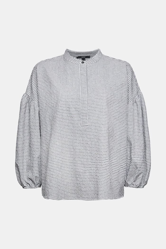 Crêpe blouse with check pattern, BLACK, detail image number 6