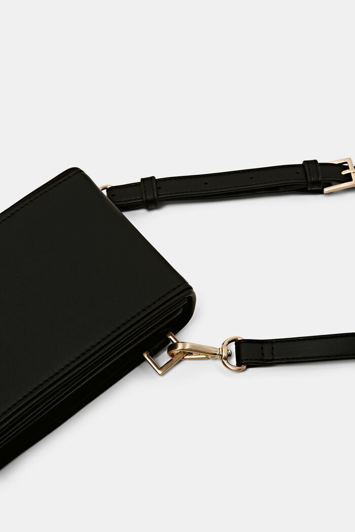 Small faux leather cross body phone bag, BLACK, detail image number 1