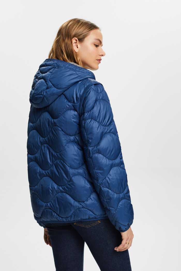 Recycled: quilted and hooded transformer jacket, GREY BLUE, detail image number 3