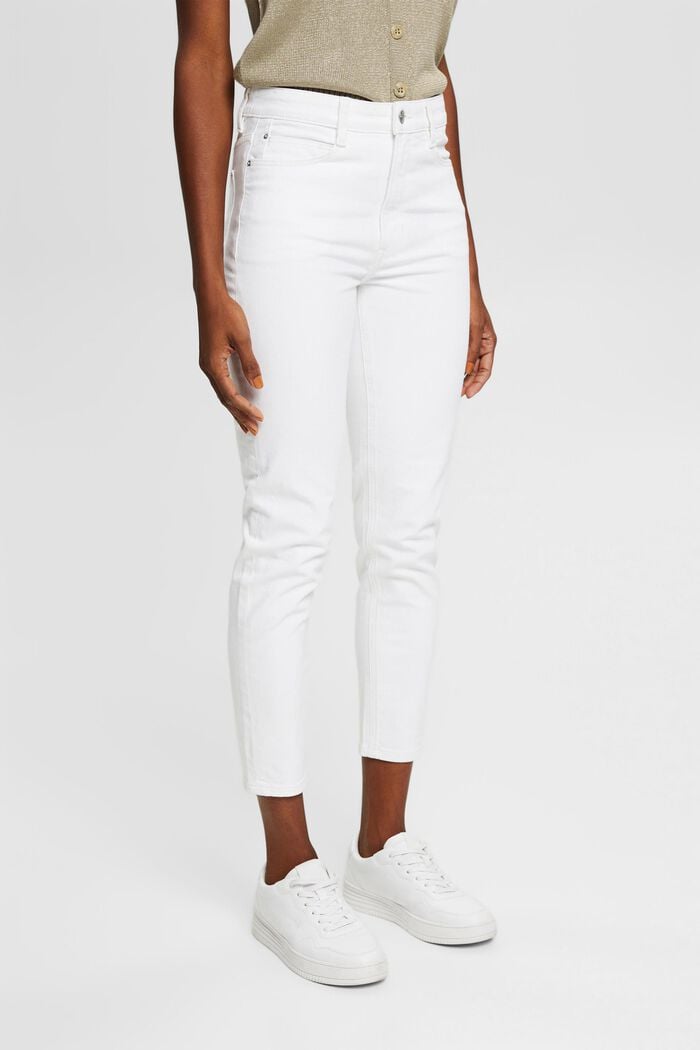 Cotton mom jeans, WHITE, detail image number 0