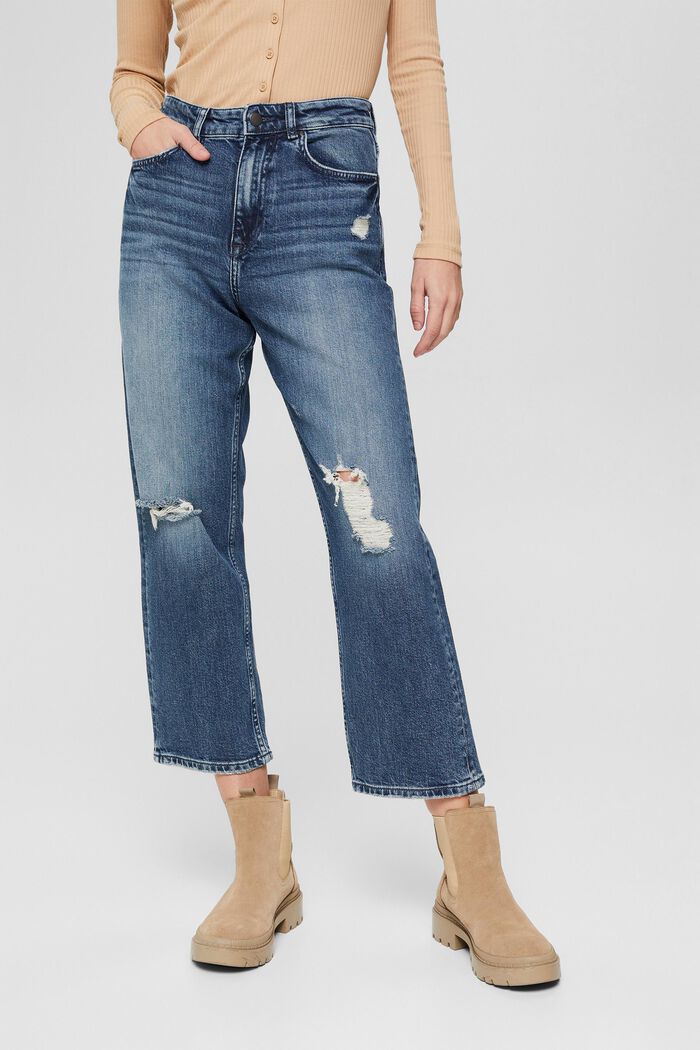 Vintage look jeans, organic cotton, BLUE DARK WASHED, detail image number 0