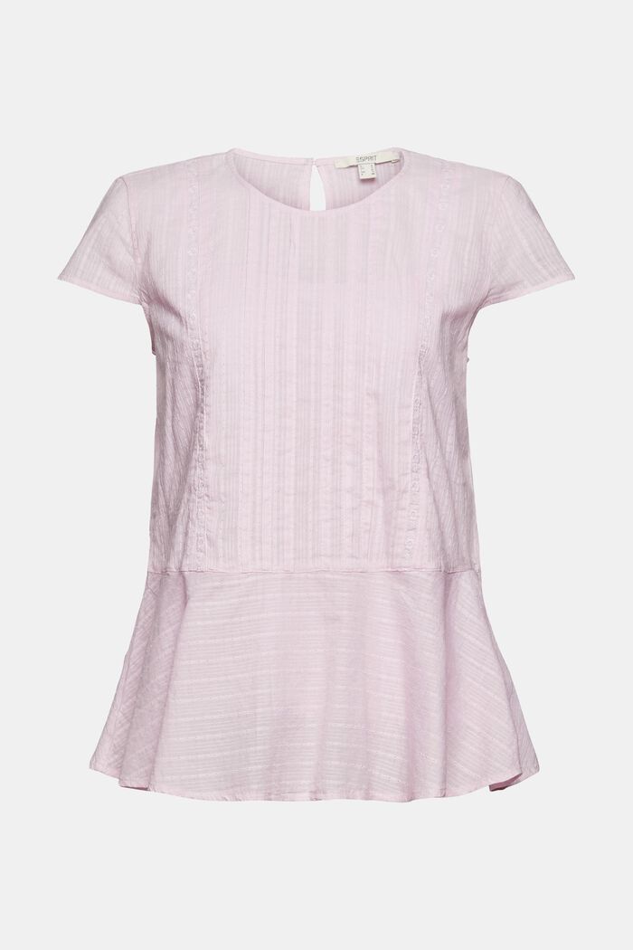 Short sleeve blouse with an embroidered pattern, PINK, overview