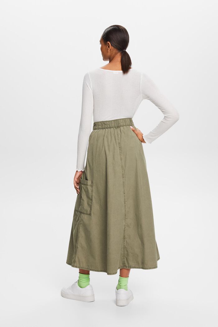 Pull-on cargo skirt, 100% cotton, KHAKI GREEN, detail image number 3