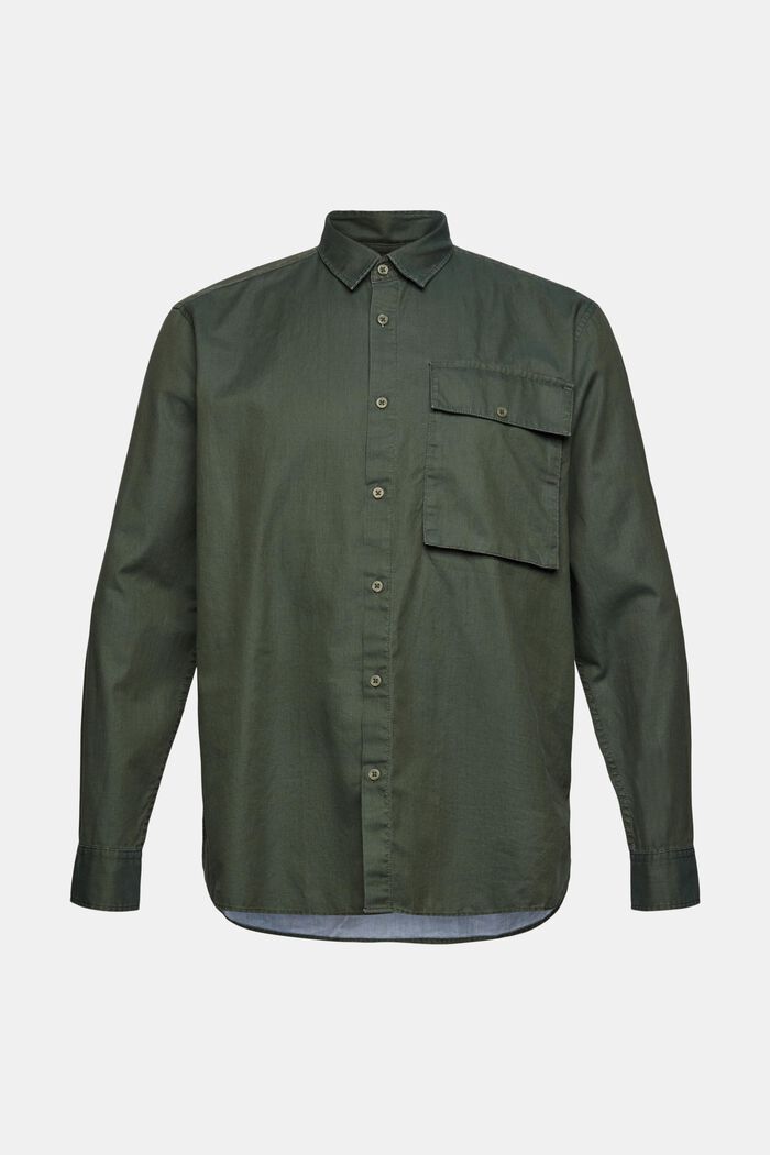 Cotton shirt with a breast pocket, KHAKI GREEN, detail image number 6