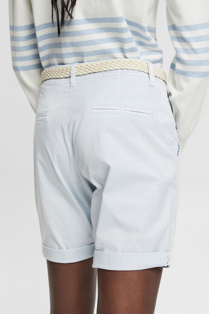 Shorts with a woven belt, PASTEL BLUE, detail image number 4