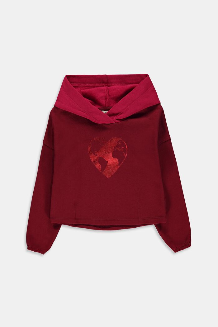 Hoodie with a glitter print, DARK RED, detail image number 0