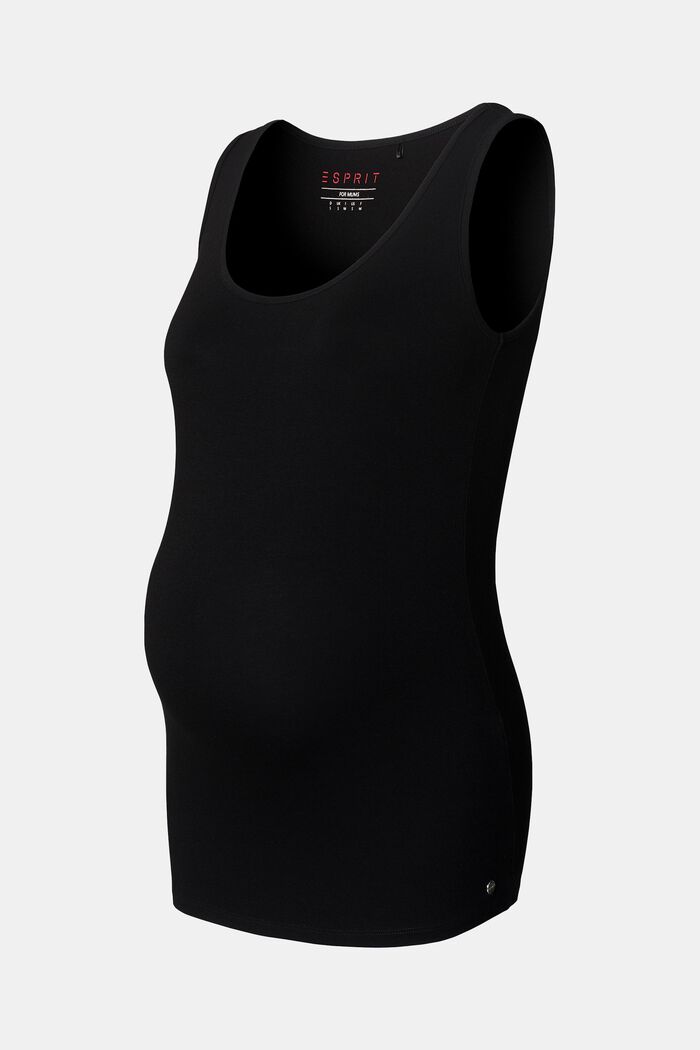 Stretch cotton vest, BLACK, detail image number 0
