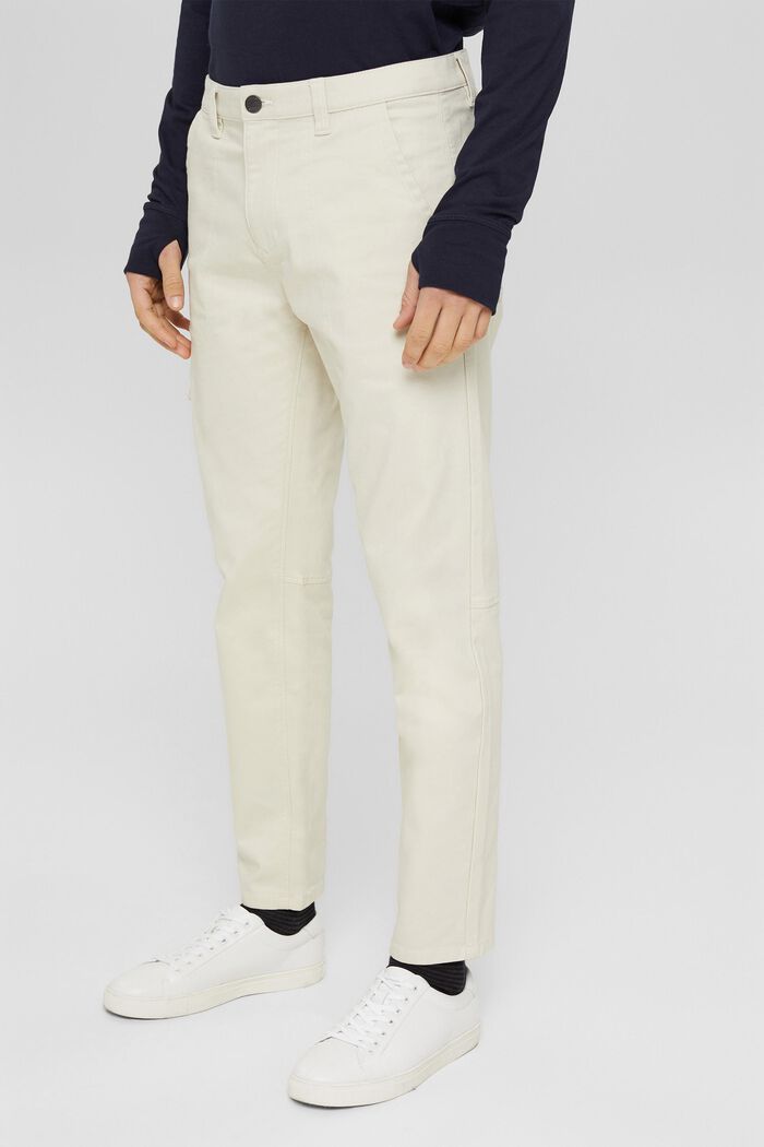 Trousers in a cargo style made of an organic cotton blend, OFF WHITE, detail image number 0