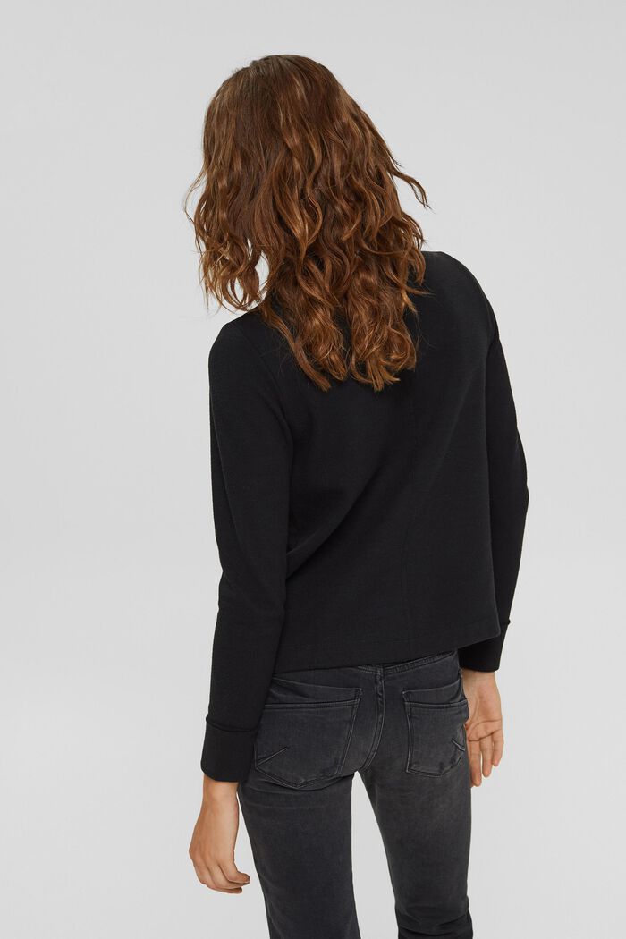 Sweatshirt with a stand-up collar, blended organic cotton, BLACK, detail image number 3