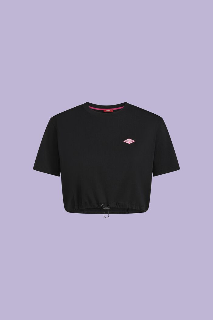 Cropped Logo Cotton Jersey T-Shirt, BLACK, detail image number 5