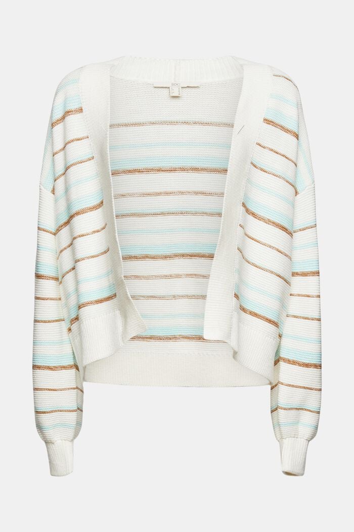 Striped cardigan in 100% cotton, LIGHT TURQUOISE, detail image number 6