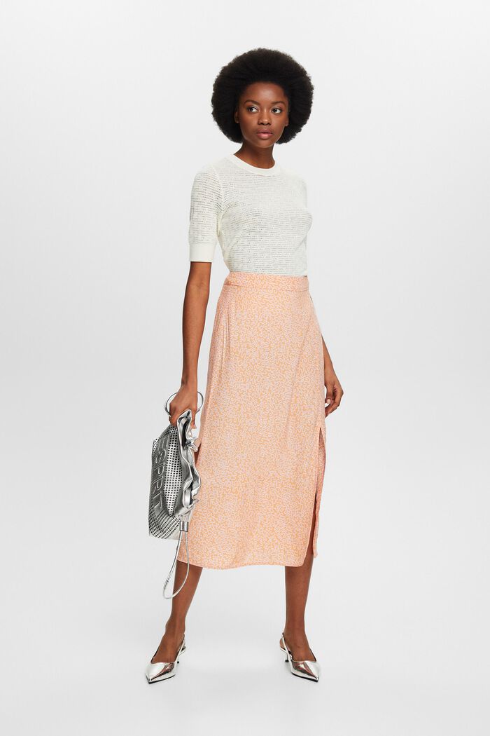 Printed Midi Skirt, BRIGHT ORANGE, detail image number 4