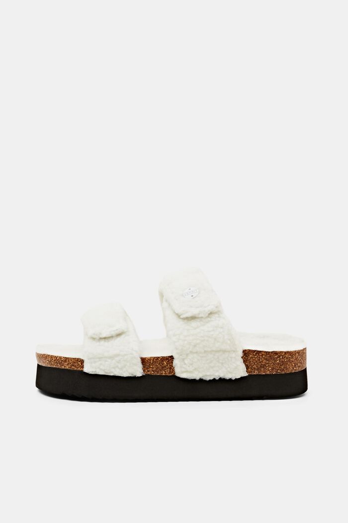 Faux Fur Velcro Slip-Ons, OFF WHITE, detail image number 0