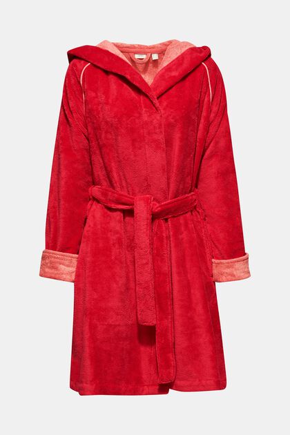 Terry cloth bathrobe with hood