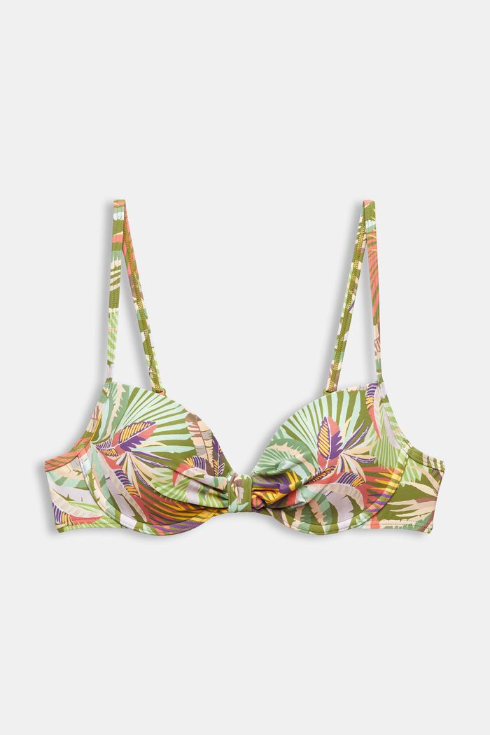Printed Padded Underwire Bikini Top, DARK GREEN, detail image number 5